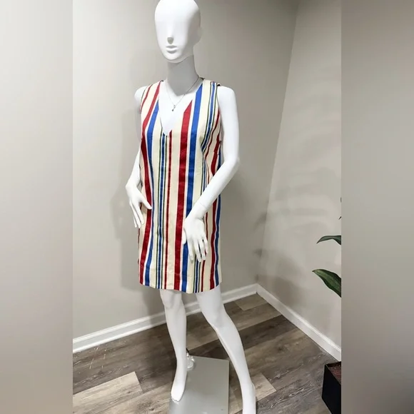 Pomander Place Kira Stripe Mini Dress XS NWT Cotton Lined Coastal Preppy Chic - Picture 7 of 10